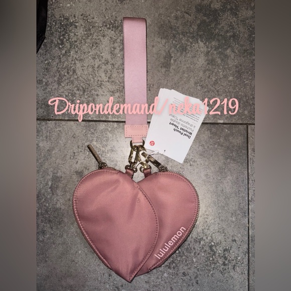 Lululemon Dual Pouch Wristlet Heart- Spiced Chai/Pink Haze/Gold - Picture 3 of 6
